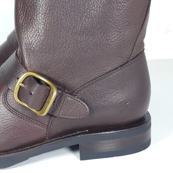 Frye Women's Veronica Short US 6B Brown Leather Pull On Moto Biker Boots - Picture 12 of 13